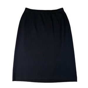 St John Basics Knit Skirt Women 12 Navy Blue Santana Pencil Quiet Luxury Career